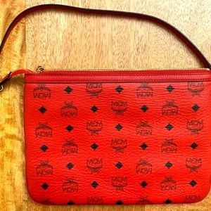 Authentic MCM Red Visetos Wristlet Purse